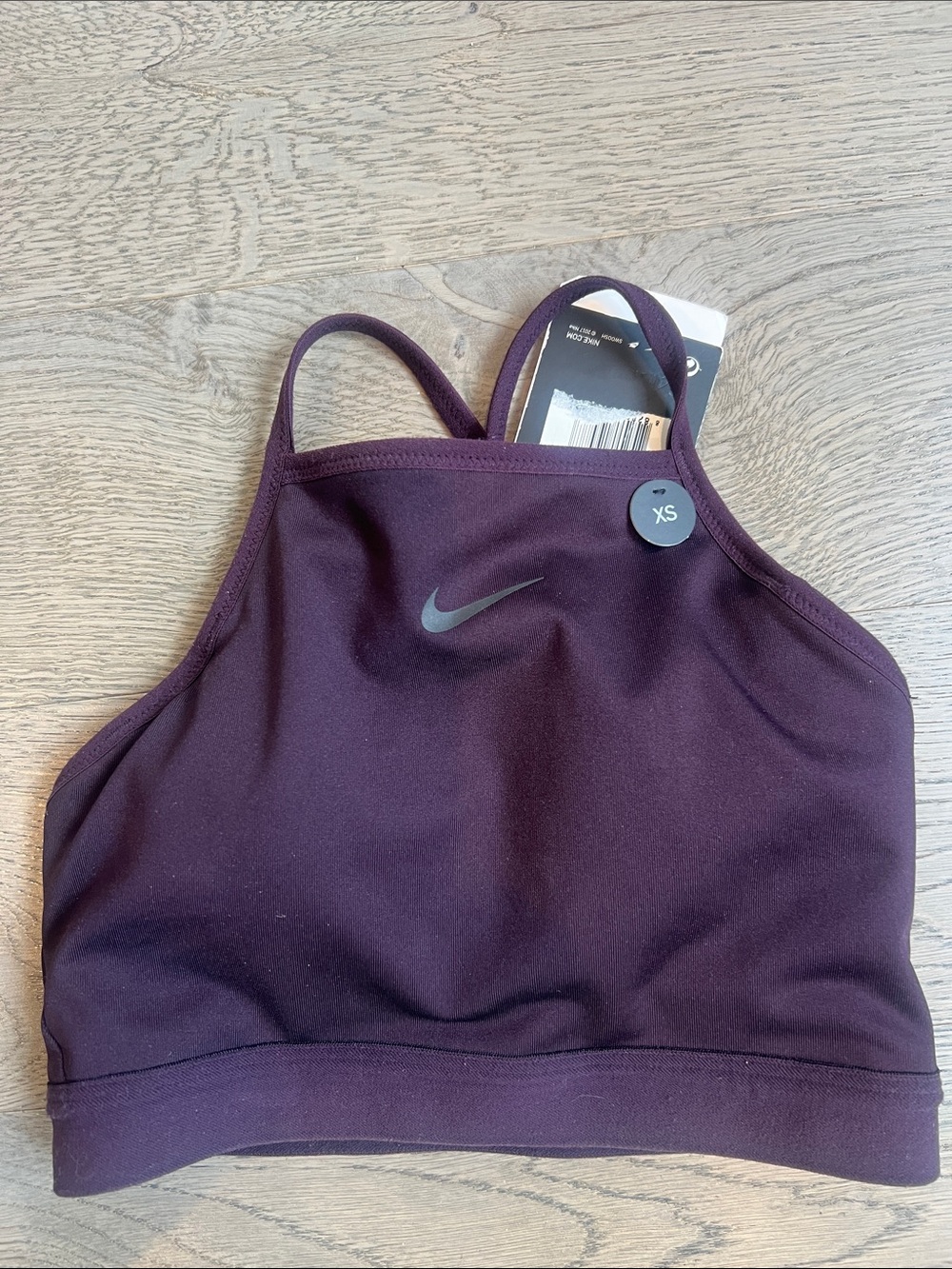 NWT Nike Deep Plum Purple High-Neck Crop Sports Bra Eggplant XS